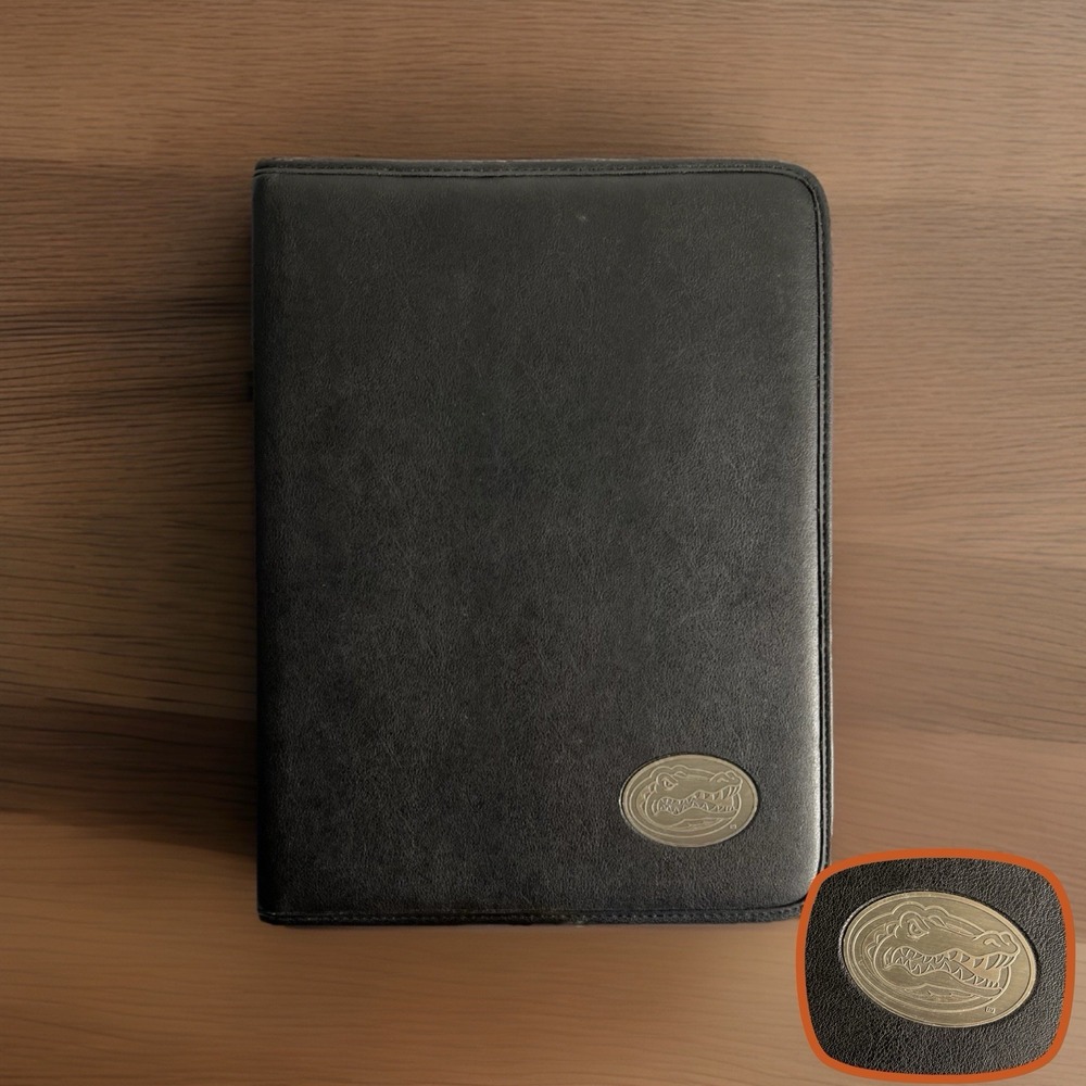 Florida Gators UF Bi-Fold Writing‎ Note Pad Folio Black Faux Leather Portfolio